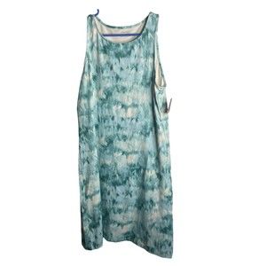Eddie Bauer Dress Womens M Travex Hiking Sleeveless Light Green Tie Dye New